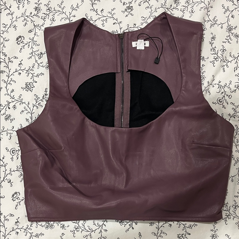 Garage Mauve Faux Leather Crop Top